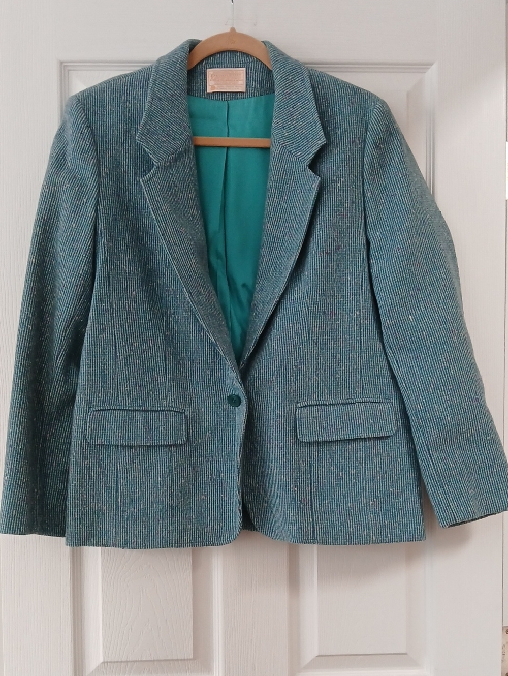 VINTAGE Pendleton Teal Blue Tailored Blazer Jacket - XL